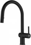 Змішувач для кухні Franke Active J, довж.виливу - 227мм, поворотний, 1+1фільтр+душ, чорний матовий