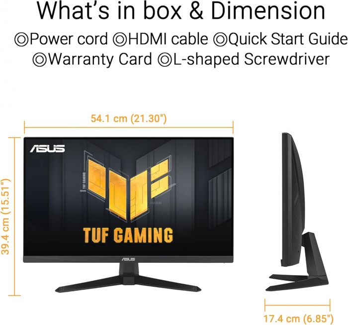 Монітор Asus 23.8" TUF Gaming VG249QE5A HDMI, DP, MM, IPS, 146Hz, 1ms, sRGB 125%, AdaptiveSync