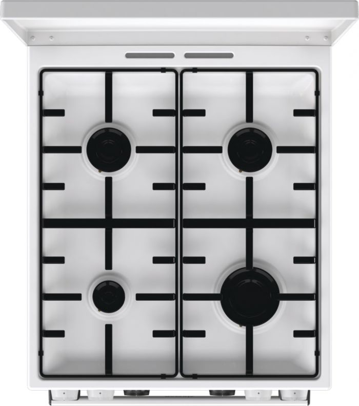Плита Gorenje комбінована, 70л, 50x60см, дисплей, емальовані реш, програматор IconLed, кришка-метал, білий