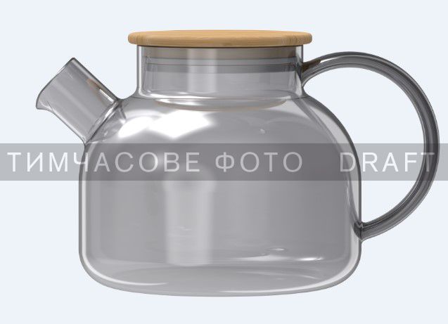 Заварник Ardesto Graphite 1000мл, боросилікатне скло, бамбук, cірий