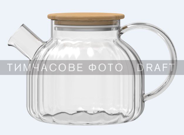 Заварник Ardesto Iceberg 1000мл, боросилікатне скло, бамбук, прозорий