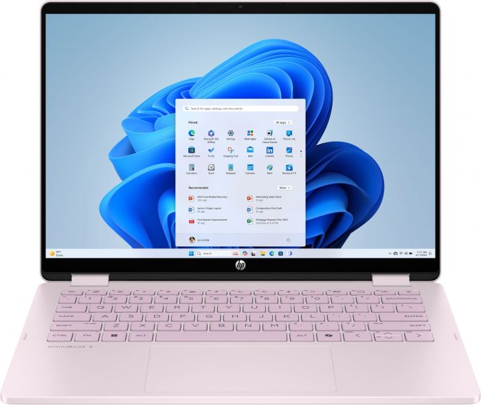 Ноутбук HP OmniBook 5 Flip x360 14" 2K IPS Touch, Intel 7-150U, 24GB, F1024GB, UMA, DOS, рожевий