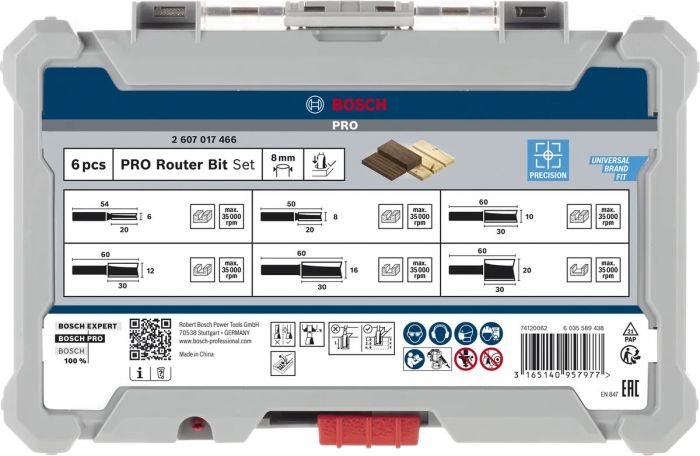 Набір пазових фрез Bosch Professional 8мм 6шт