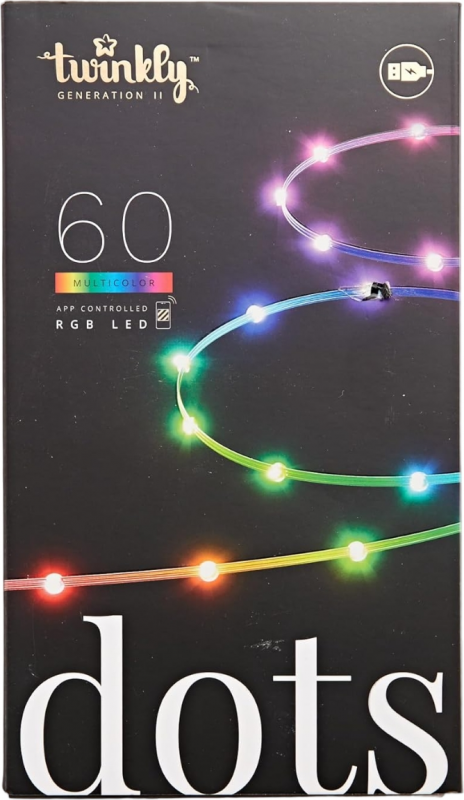 Гірлянда Smart LED Twinkly Dots Lights RGB 60 IP20 3м кабель прозорий без БЖ