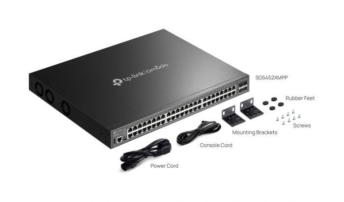 Комутатор TP-LINK SG5452XMPP 48xGE (48xPoE), 4xSFP+, 770Вт, Керований L3