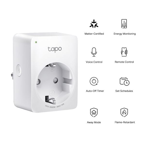 Розумна розетка компактна TP-LINK Tapo P110M N300 BT 16A