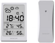 Метеостанція Sencor, внутр/зовн вимірювання, AAAx2+AAx2, темп-ра, вологість, час, білий