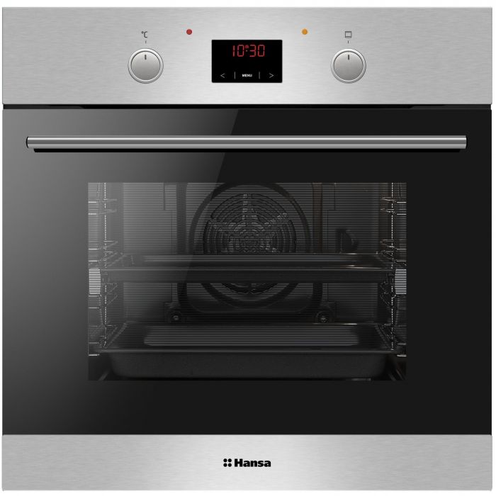 Духовка электр. Hansa, 60см, 65л, A,  гриль , емаль легкого очищення, диспл., нержавіюча сталь