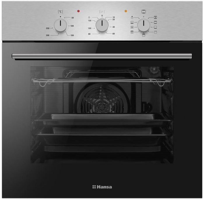 Духовка электр. Hansa, 60см, 62л, A,  гриль , емаль легкого очищення, нержавіюча сталь
