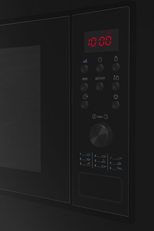 Мікрохвильова піч Hansa вбудовувана, 20л, електр.управл., 900Вт, гриль, дисплей, відкр.кнопкою, чорний