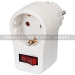 Адаптер мережевий 2E з кнопкою вимнення 1xТип F, 16A, білий