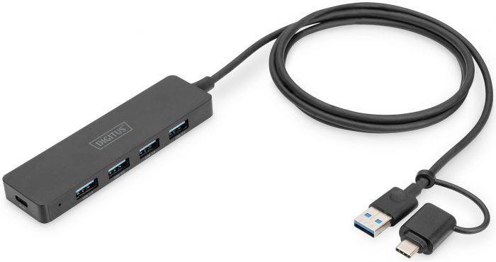Хаб DIGITUS USB-A/C > 4хUSB-А, 1,2 м, активний (опція)