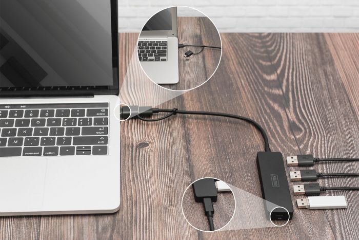 Хаб DIGITUS USB-A/C > 4хUSB-А, 0,2 м, активний (опція)