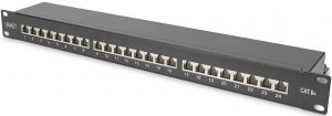 Патч-панель DIGITUS CАТ 6А STP, 19", 1U, 24 порти, зібрана, чорна