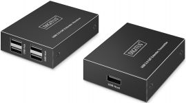 Подовжувач DIGITUS USB 2.0, для використання з кабелем Cat6, до 150 м, 4 х USB-A, чорний