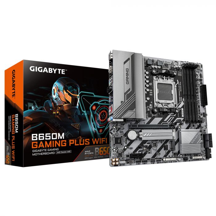 Материнська плата GIGABYTE B650M GAMING PLUS WF sAM5 B650 4xDDR5 M.2 HDMI DP Wi-Fi BT mATX