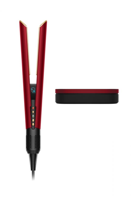 Випрямляч Dyson з вологого на сухе HТ01 Airstrait Red Velvet/Gold, темп.режимів-3, 80-140С, OLED-дисплей, метал, червоний