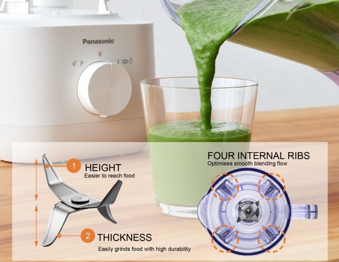 Блендер Panasonic стаціонарний, 450Вт, чаша-1350мл, млин., для спецій, білий