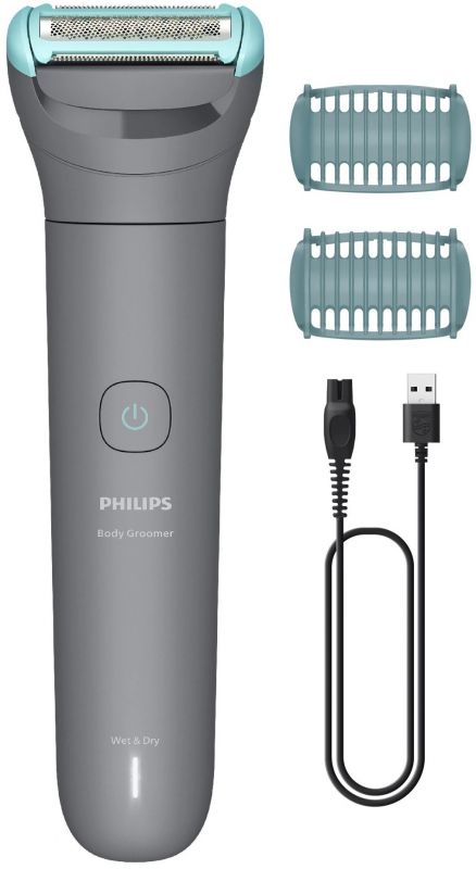 Тример Philips Series 3000, для тіла, акум., насадок-2, сталь, сірий