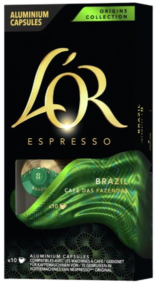 Кава L`OR капсули, Espresso Brazil Origins Collection, арабіка, 10шт, Nespresso