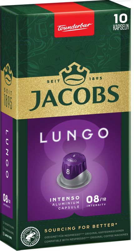 Кава Jacobs  капсули, Lungo Intenso, купаж арабіка/робуста, 10шт, Nespresso