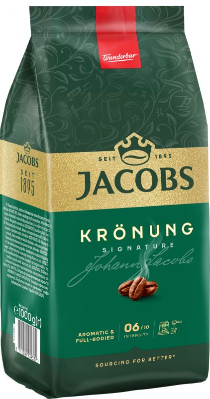 Кава Jacobs зерна, 1000г, Kronung , купаж арабіка/робуста