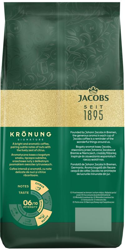 Кава Jacobs зерна, 1000г, Kronung , купаж арабіка/робуста