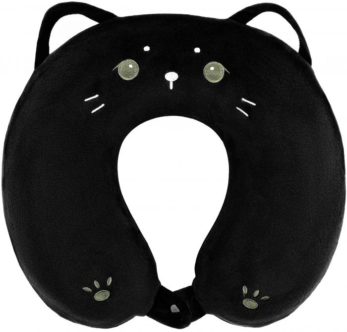 Подушка для шиї ARDESTO Travel Black Cat 30х30см, поліуретанова піна, чорний