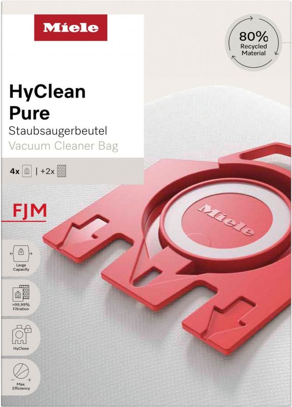 Мішки для пилососів Miele HyClean Pure FJM 3.5л, 4шт Мішки для пилососів Miele HyClean Pure FJM 3.5л, 4шт