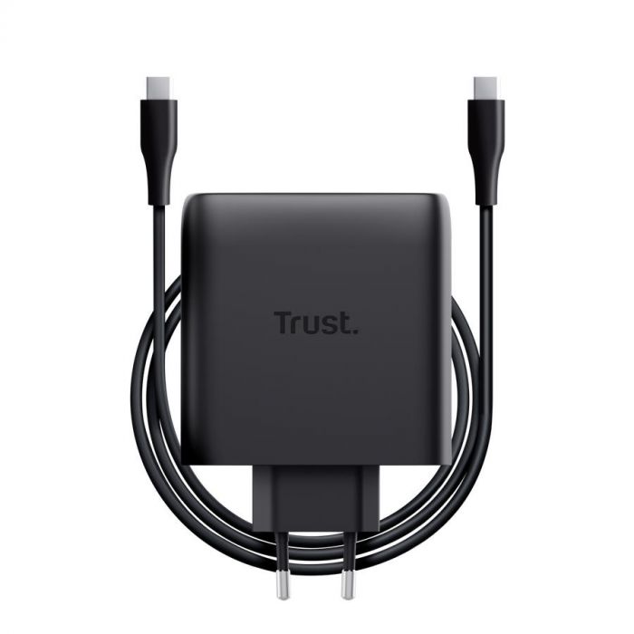 Зарядний пристрій мережевий Trust Maxo 100Вт, GaN, 2xUSB-C ,PD/PPS, чорний