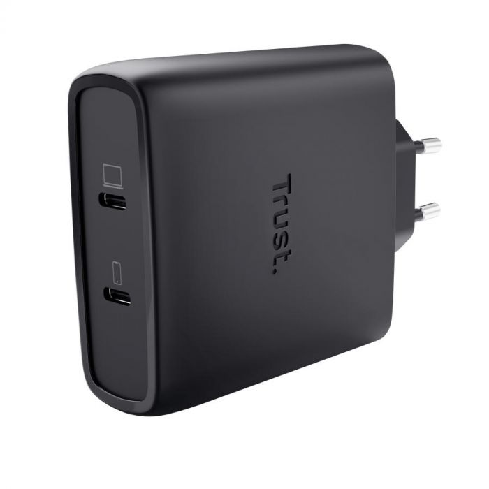 Зарядний пристрій мережевий Trust Maxo 100Вт, GaN, 2xUSB-C ,PD/PPS, чорний