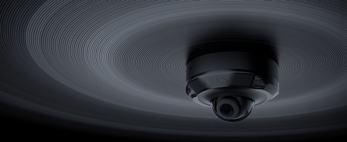 IP-Камера дротова Ajax DomeCam Mini HL black, 5мп, 2.8мм, гібридне підсвічування IR 35м, білий Led 50м, Poe, True WDR, IP 65, ІЧ 30м, аудіо, кут огляду 100° до 110°, міні купольна, чорна
