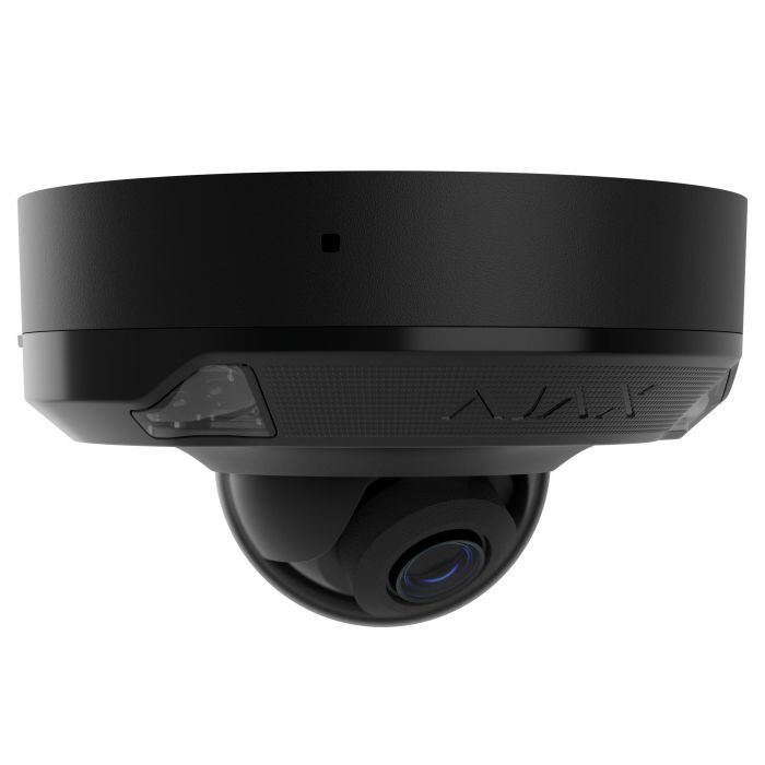IP-Камера дротова Ajax DomeCam Mini HL black, 5мп, 4мм, гібридне підсвічування IR 35м, білий Led 50м, Poe, True WDR, IP 65, ІЧ 30м, аудіо, кут огляду 75° до 85°, міні купольна, чорна