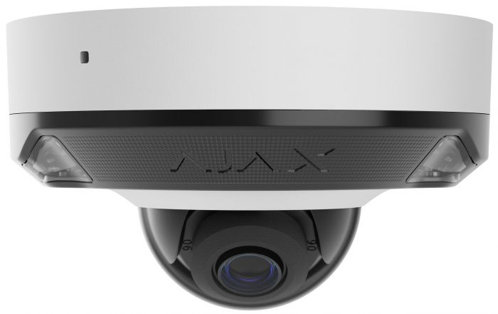 IP-Камера дротова Ajax DomeCam Mini HL white, 8мп, 4мм, гібридне підсвічування IR 15м, білий Led 15м, Poe, True WDR, IP 65, ІЧ 15м, аудіо, кут огляду 75° до 85°, міні купольна, біла