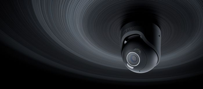 IP-Камера дротова Ajax TurretCam HL black, 5мп, 4мм, гібридне підсвічування IR 50м, білий Led 50м, Poe, True WDR, IP 65, ІЧ 50м, аудіо, 75° до 85°, купольна, чорна