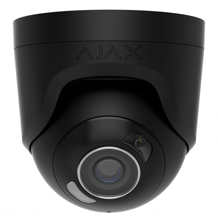 IP-Камера дротова Ajax TurretCam HL black, 8мп, 2.8мм, гібридне підсвічування IR 35м, білий Led 50м, Poe, True WDR, IP 65, ІЧ 35м, аудіо, кут огляду 100° до 110°, купольна, чорна