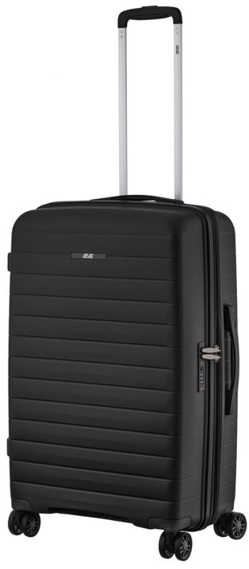 Валіза 2E, Aero, поліпропілен, середня, 63/78 л, TSA, 4 колеса, EXP, чорний