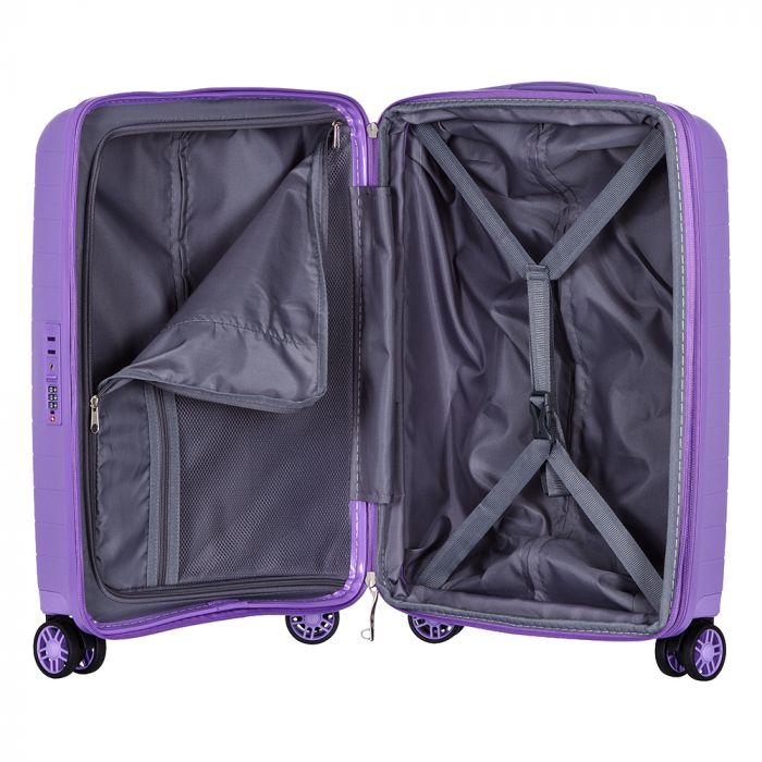 Валіза 2E, Aero, поліпропілен, мала, 35/44 л, TSA, 4 колеса, EXP, лавандовий