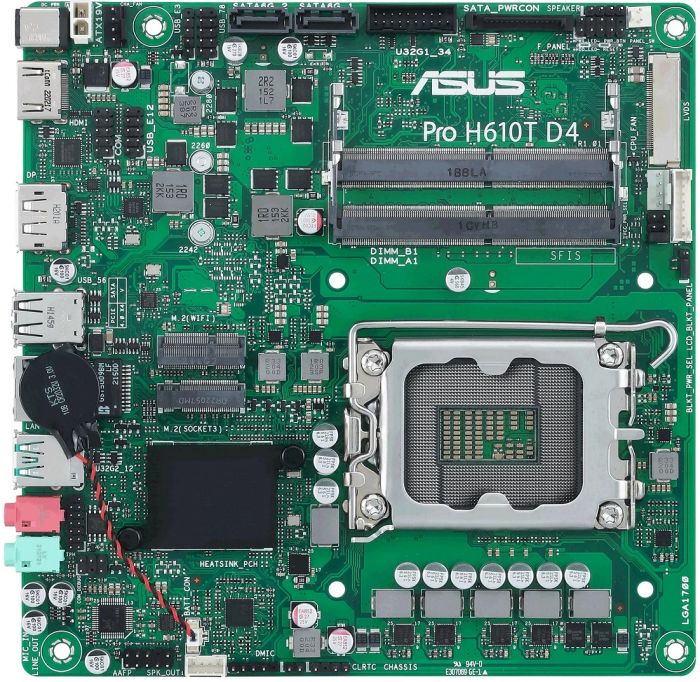 Материнcька плата ASUS PRO H610T-CSM s1700 H610 2xDDR5 M.2 HDMI DP LVDS Thin mITX Материнcька плата ASUS PRO H610T-CSM s1700 H610 2xDDR5 M.2 HDMI DP LVDS Thin mITX