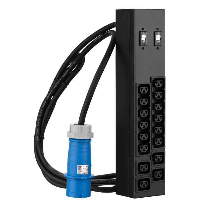 Пристрій розподілу електроживлення MIRSAN MXB, 2U, 16A, 1Ph, 16 гібридних розеток (C13-C19), чорний Пристрій розподілу електроживлення MIRSAN MXB, 2U, 16A, 1Ph, 16 гібридних розеток (C13-C19), чорний