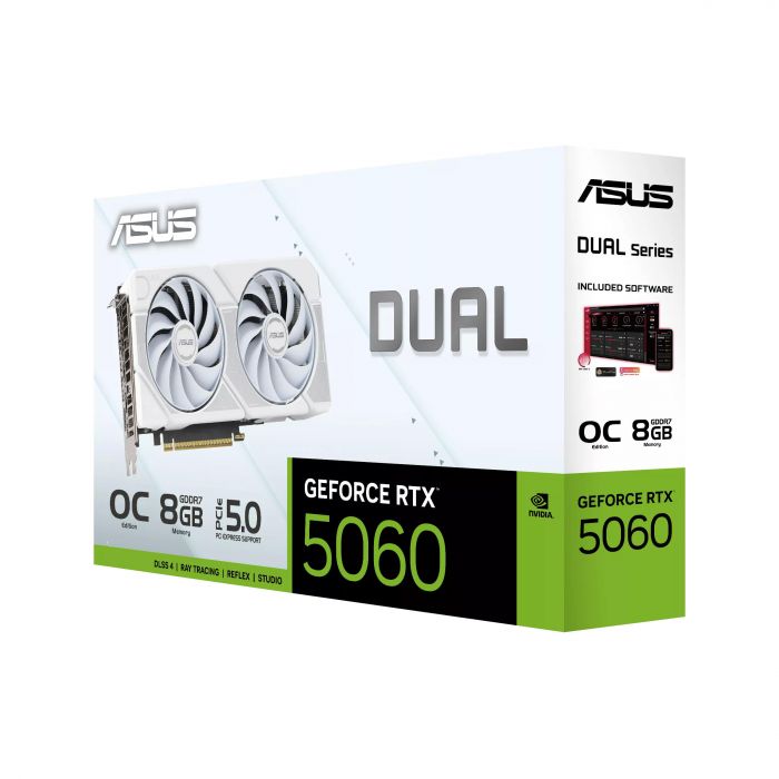 Відеокарта ASUS GeForce RTX 5060 8GB GDDR7 OC DUAL-RTX5060-O8G-WHITE білий Відеокарта ASUS GeForce RTX 5060 8GB GDDR7 OC DUAL-RTX5060-O8G-WHITE білий