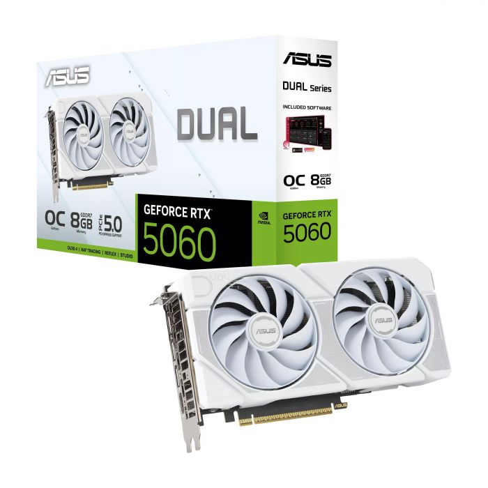 Відеокарта ASUS GeForce RTX 5060 8GB GDDR7 OC DUAL-RTX5060-O8G-WHITE білий Відеокарта ASUS GeForce RTX 5060 8GB GDDR7 OC DUAL-RTX5060-O8G-WHITE білий