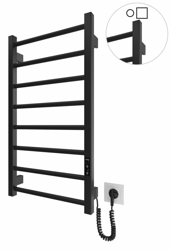 Рушникосушка Hygge Family електрична Leeds, 770х530х85мм, таймер-регулятор, сталь, чорний матовий