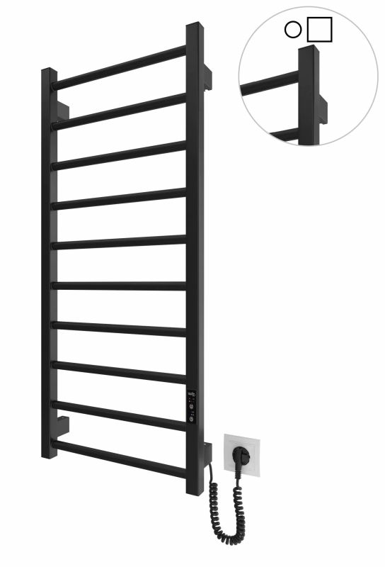Рушникосушка Hygge Family електрична Leeds, 970х430х80мм, таймер-регулятор, сталь, чорний матовий