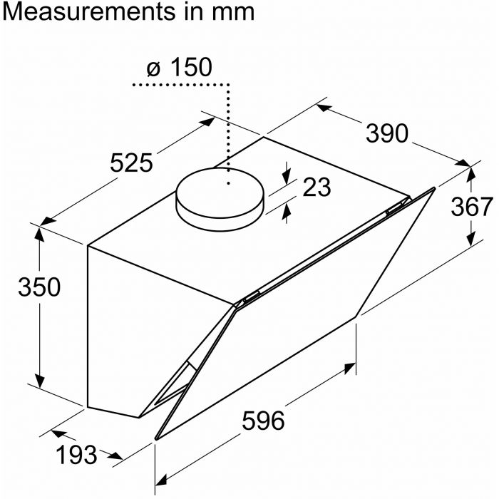 Витяжка Siemens похила, 60см, 700 м.куб/год, чорний