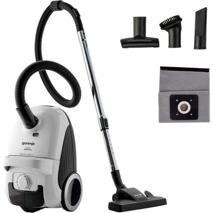 Пилосос Gorenje мішковий, 800Вт, 3л, вага-6.5кг, HEPA, індикатор, телескоп, білий