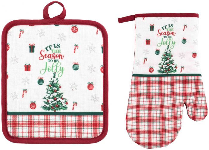 Набір прихваток для кухні Ardesto Christmas Tree 18х20см, 18х30см, 100% поліестер (верх), 100% бавовна (низ), зелений