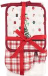 Подарунковий набір для кухні Ardesto Christmas Tree, 3шт, 100% бавовна (рушничок), 100% поліестер (прихватки), зелений