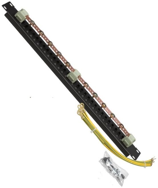 Шина заземлення MIRSAN 19", 1U, чорна