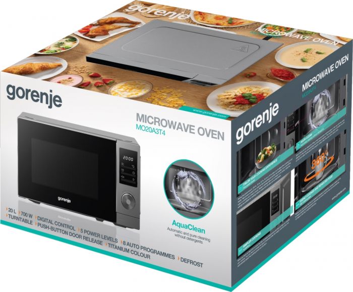 Мікрохвильова піч Gorenje, 20л, електр. керув., 700Вт, дисплей, нерж